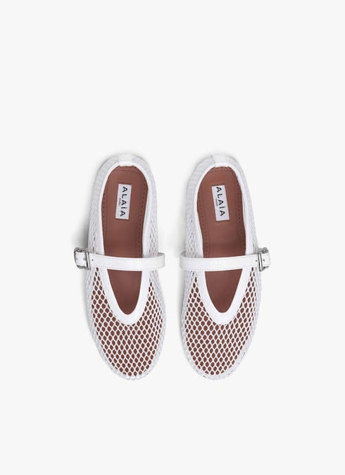 White - Ballet Flats In Fishnet - GLAM MODA